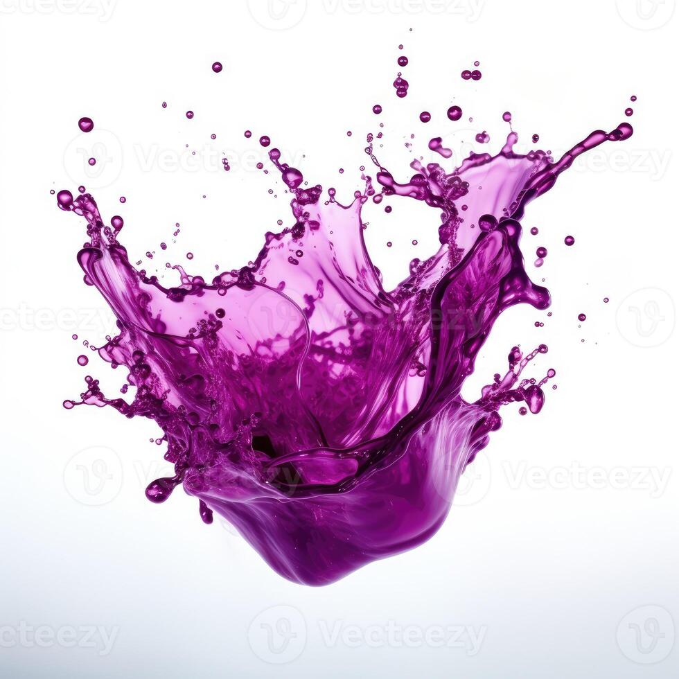 Purple splash on white background. Generative AI photo