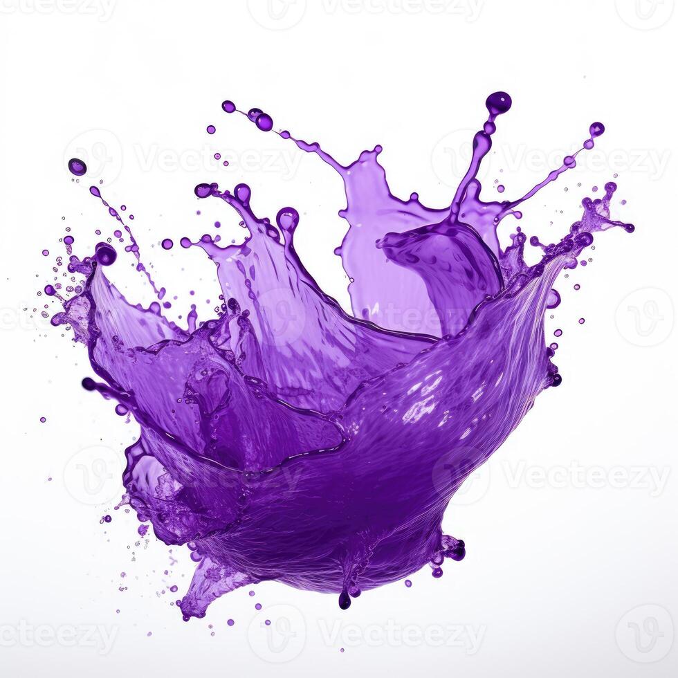 Purple splash on white background. Generative AI photo