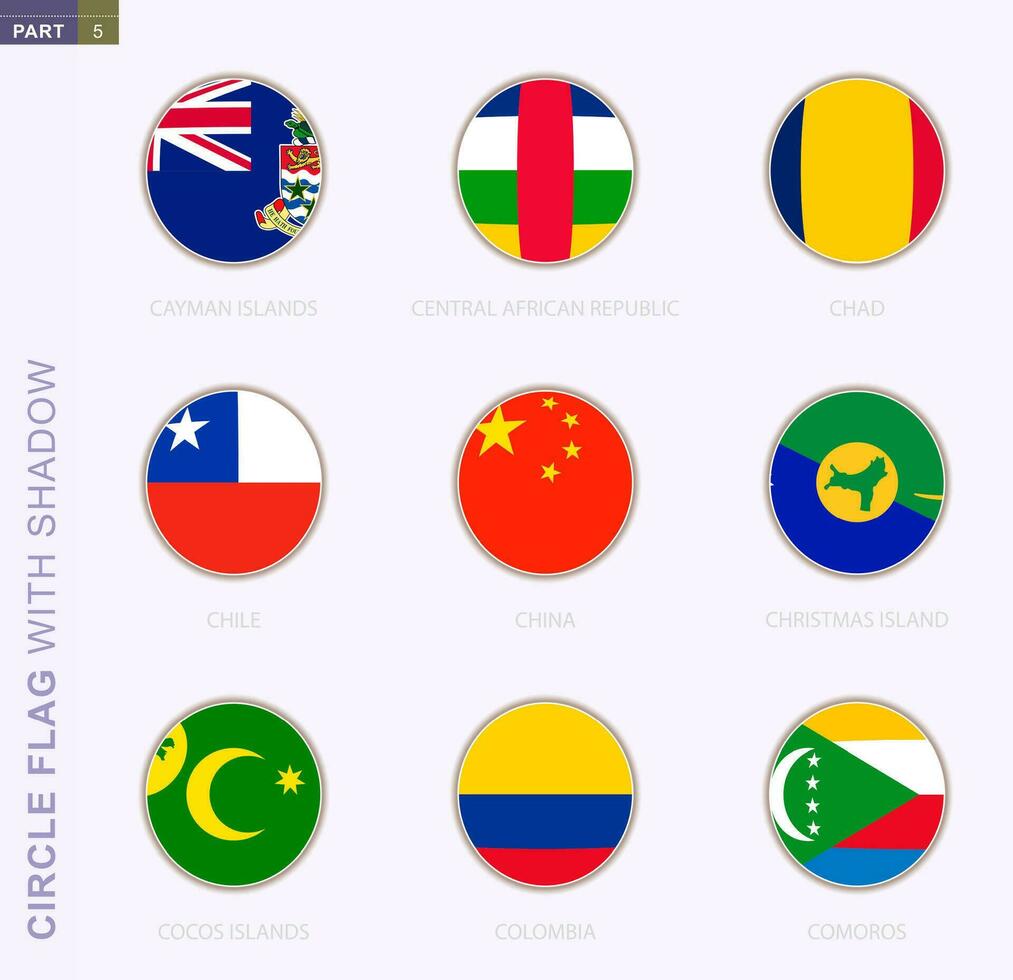 circulo bandera con sombra, colección de nueve redondo bandera. vector banderas de 9 9 países.