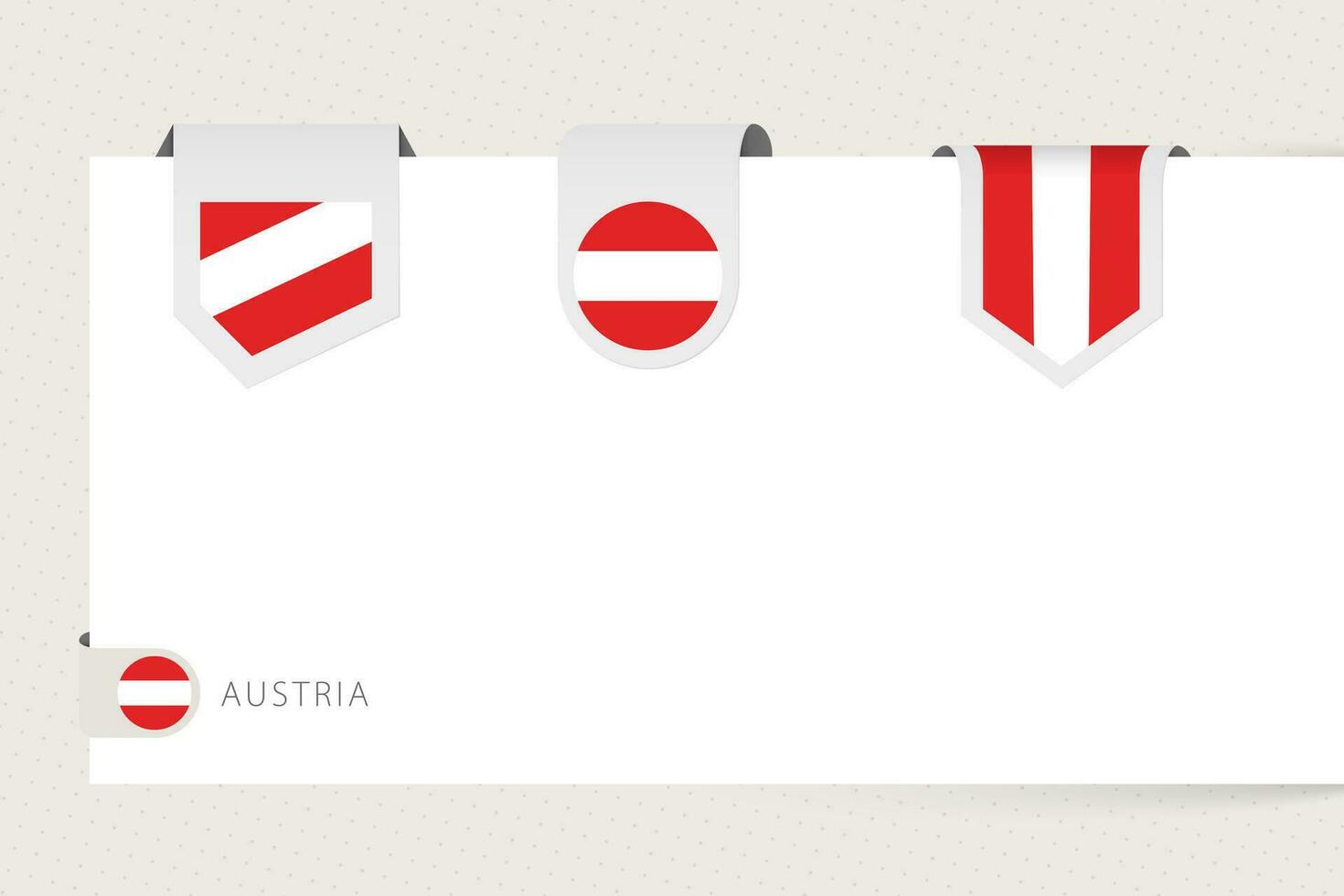 Label flag collection of Austria in different shape. Ribbon flag template of Austria vector