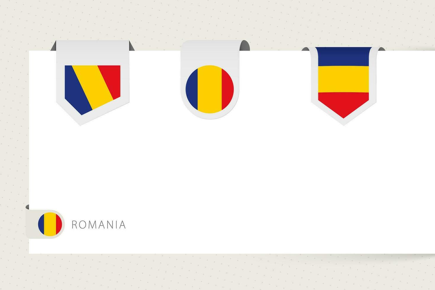 etiqueta bandera colección de Rumania en diferente forma. cinta bandera modelo de Rumania vector