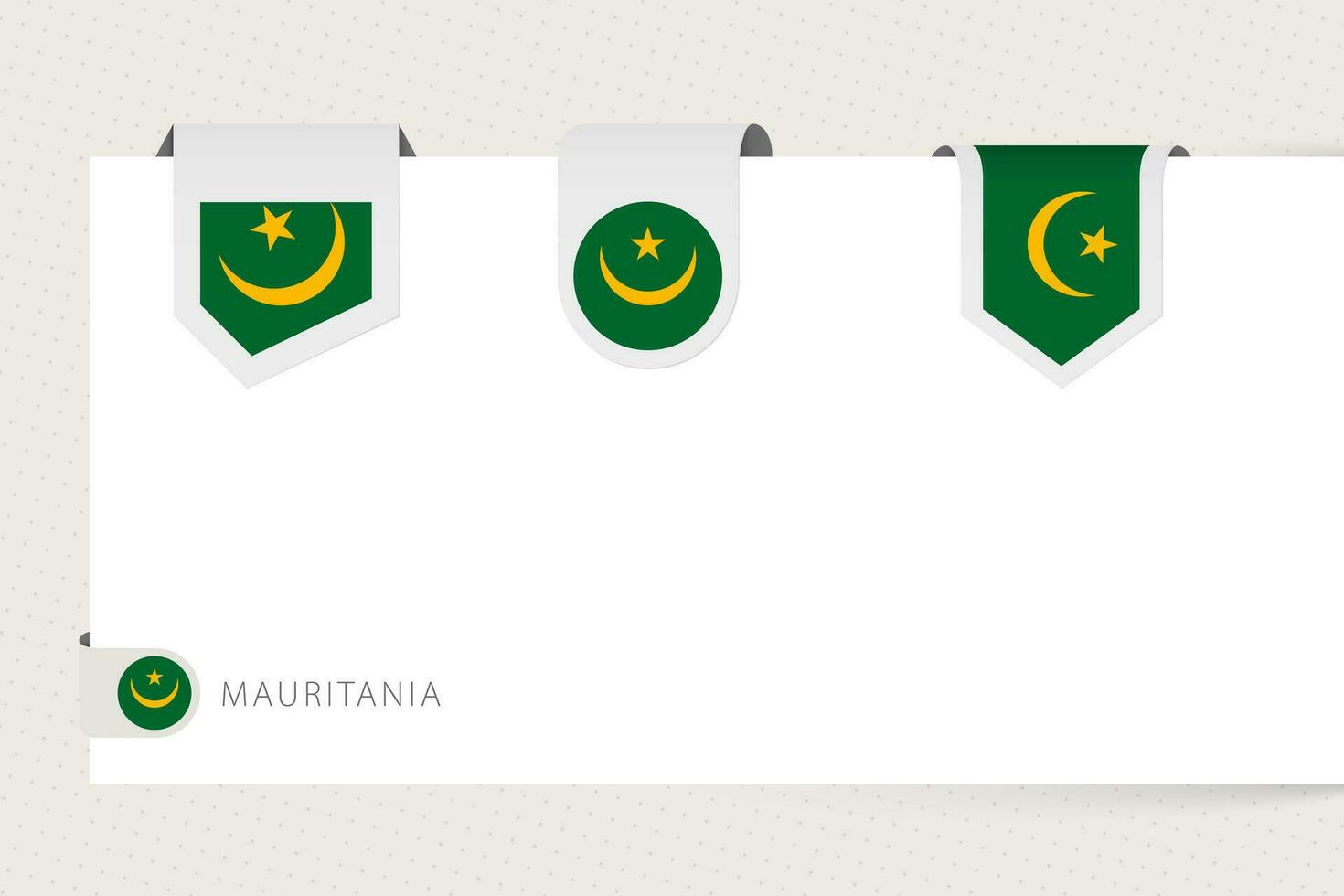 etiqueta bandera colección de Mauritania en diferente forma. cinta bandera modelo de Mauritania vector