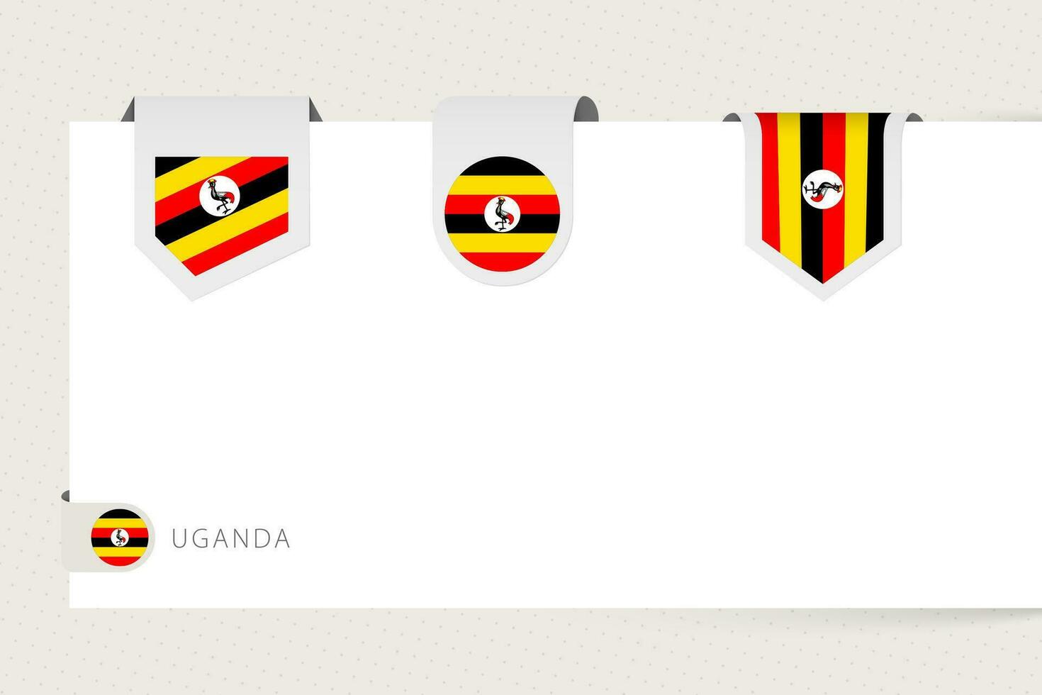 etiqueta bandera colección de Uganda en diferente forma. cinta bandera modelo de Uganda vector