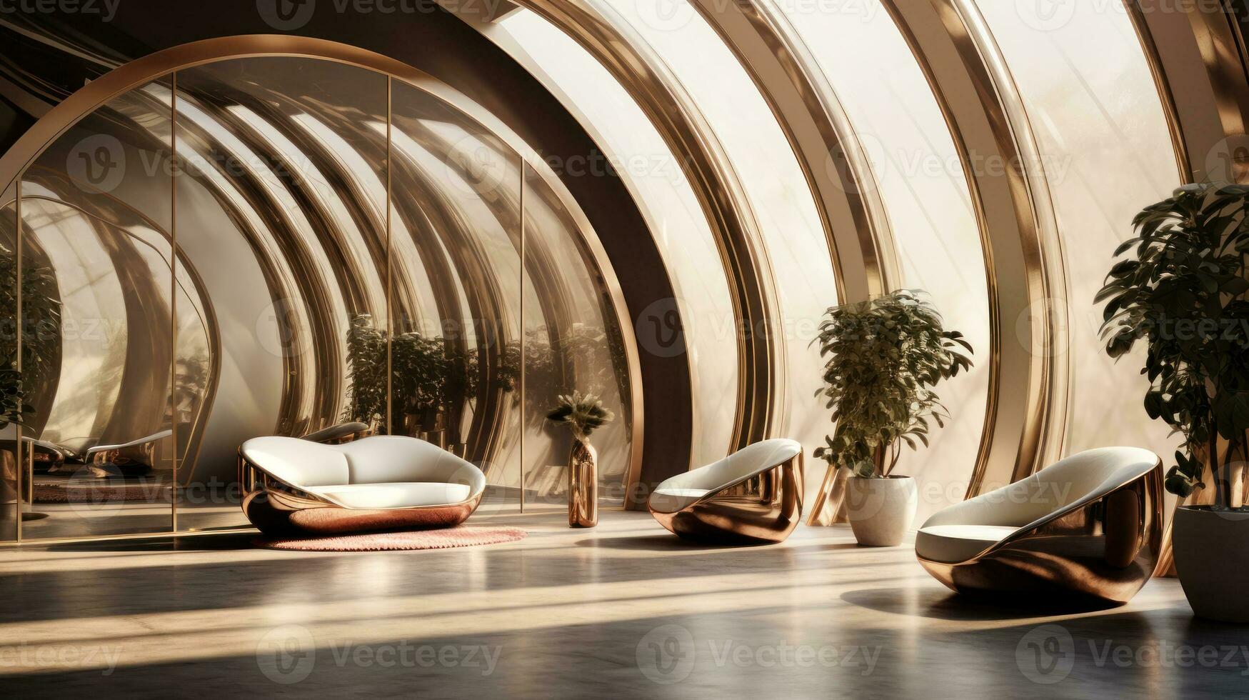 beige futuristic eco resting room generative ai photo