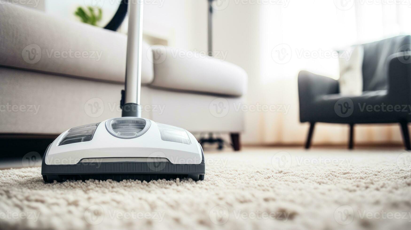 home cleaning carpet from dust with a vacuum cleaner generative ai photo