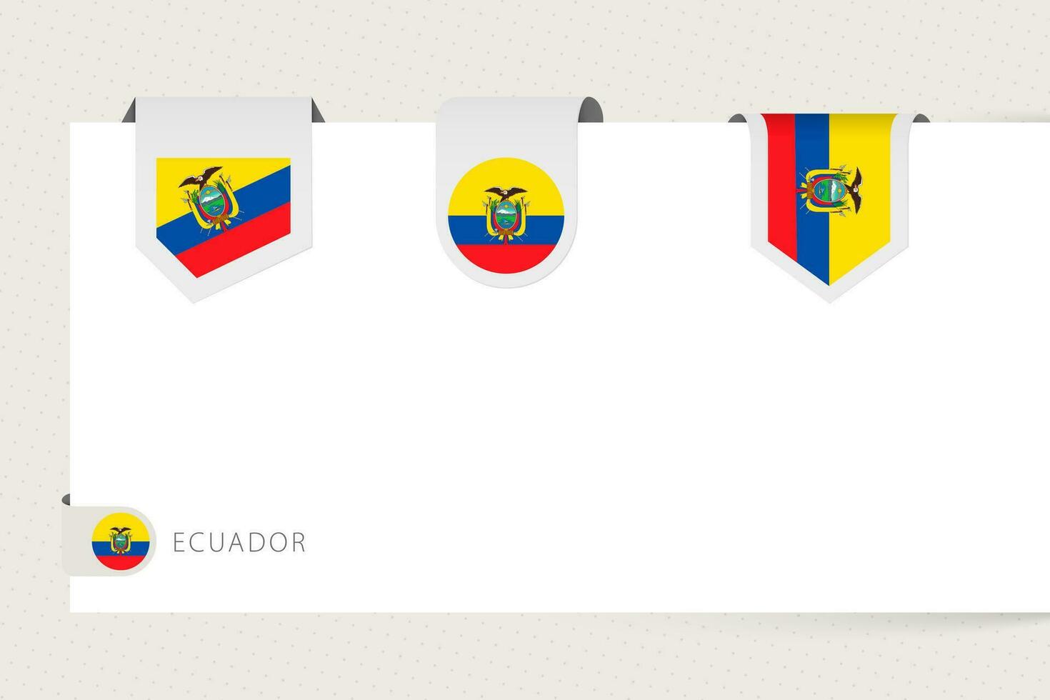 etiqueta bandera colección de Ecuador en diferente forma. cinta bandera modelo de Ecuador vector