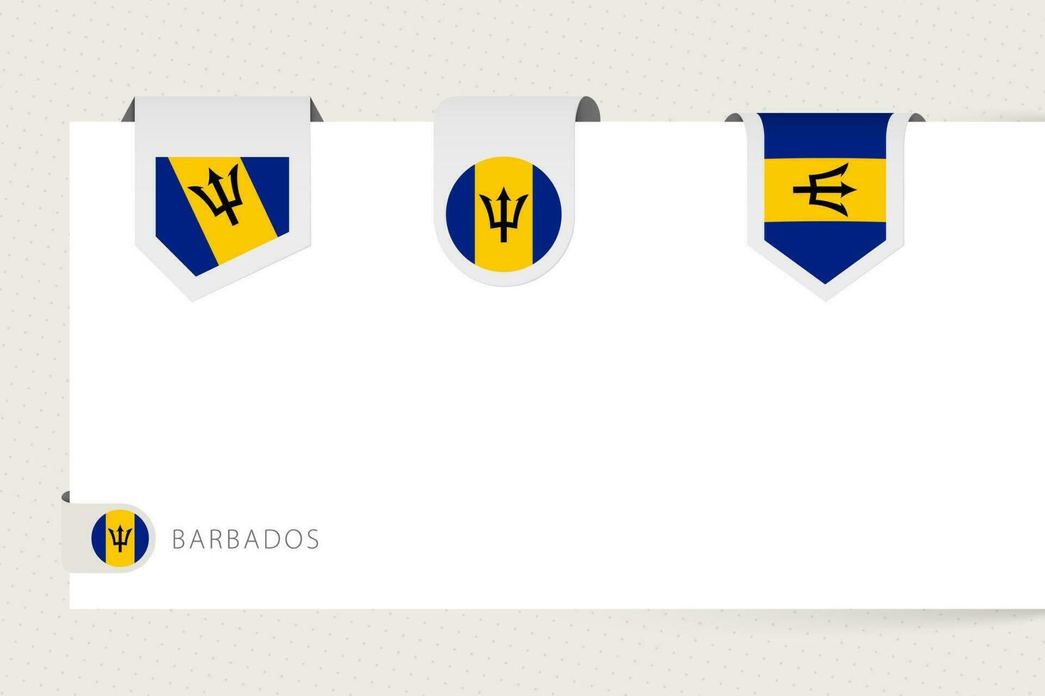 Label flag collection of Barbados in different shape. Ribbon flag template of Barbados vector
