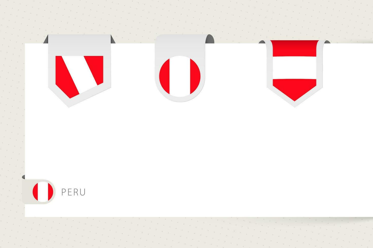 Label flag collection of Peru in different shape. Ribbon flag template of Peru vector