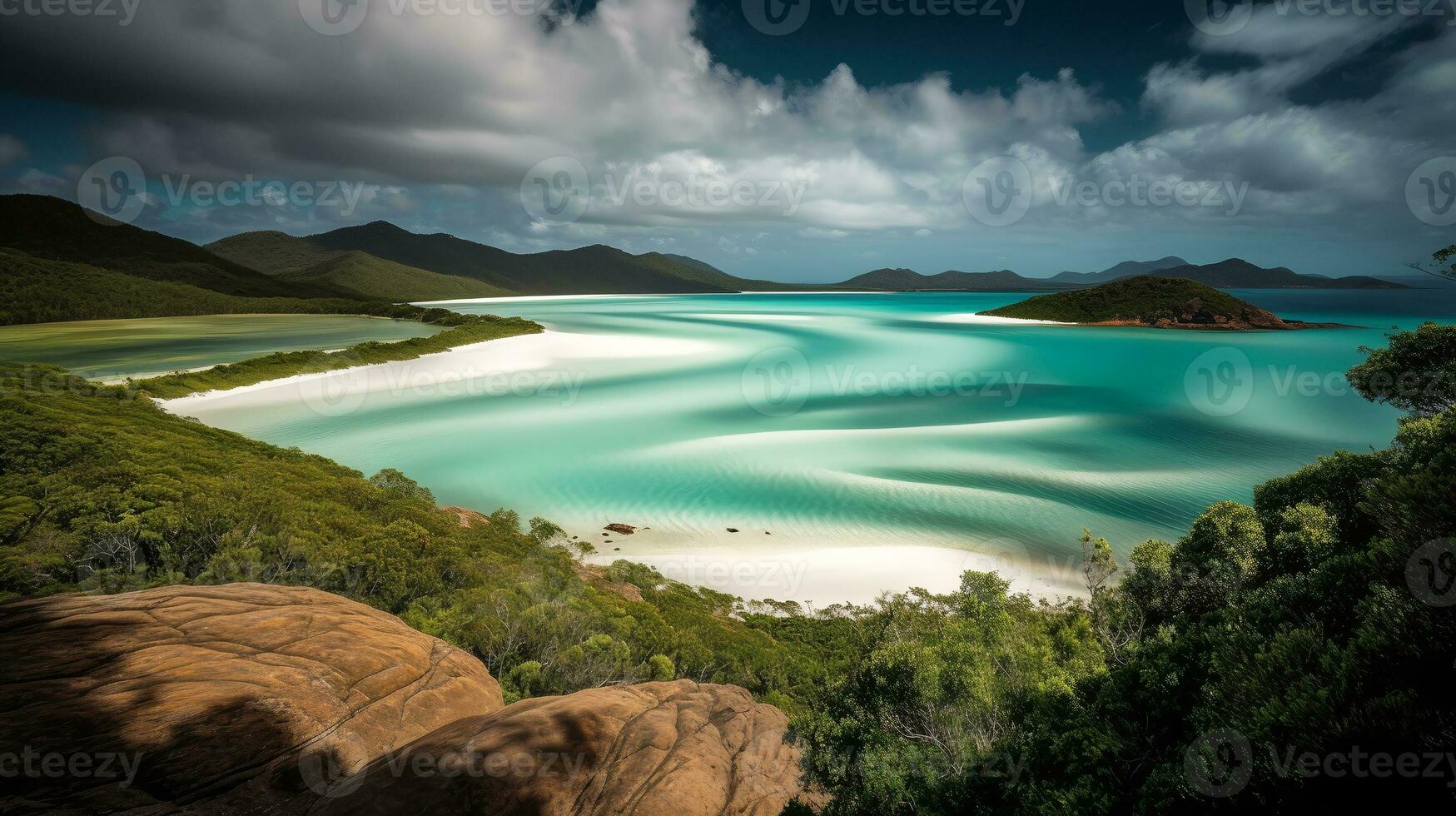 landscape of Whitehaven, Whitsunday, Australia. ai generative photo