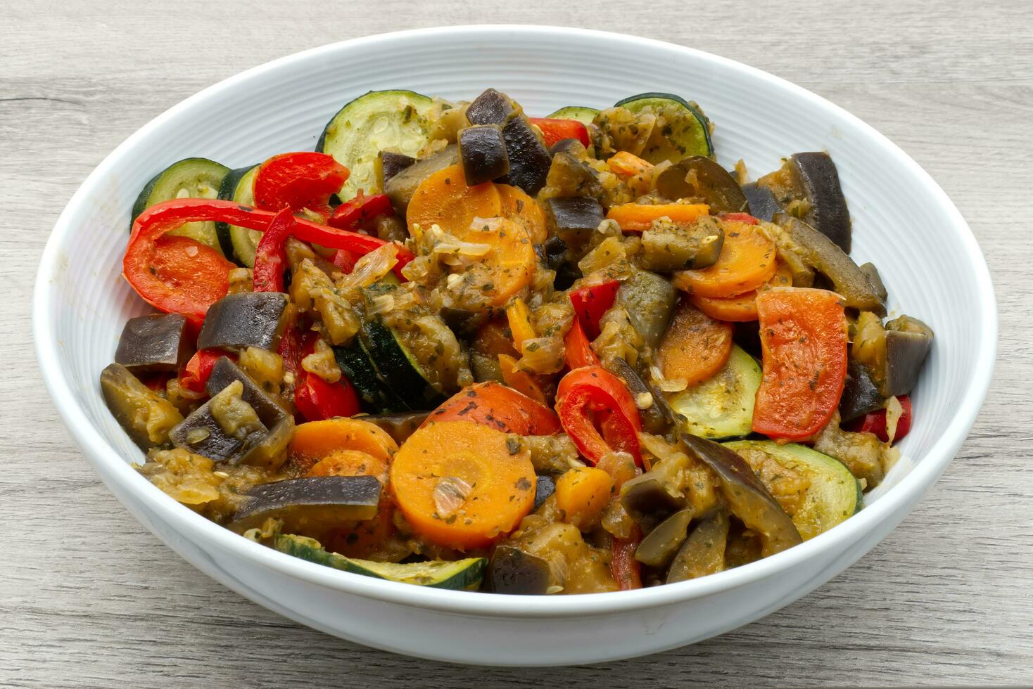 Mix of vegetables in a bowl. Fricando of vegetables. photo