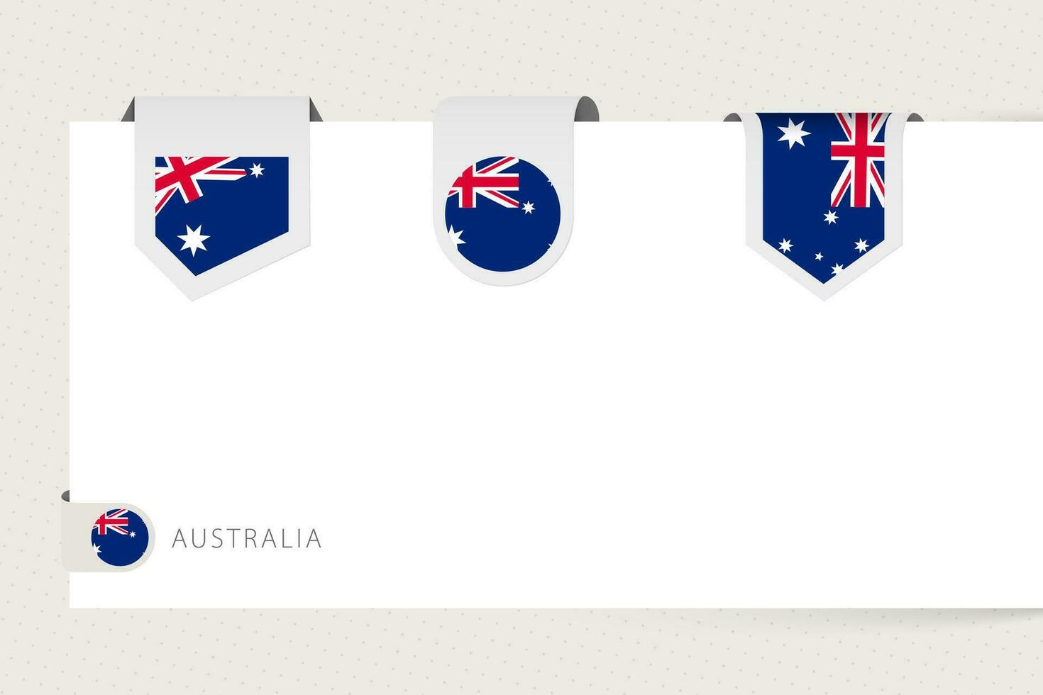 Label flag collection of Australia in different shape. Ribbon flag template of Australia vector