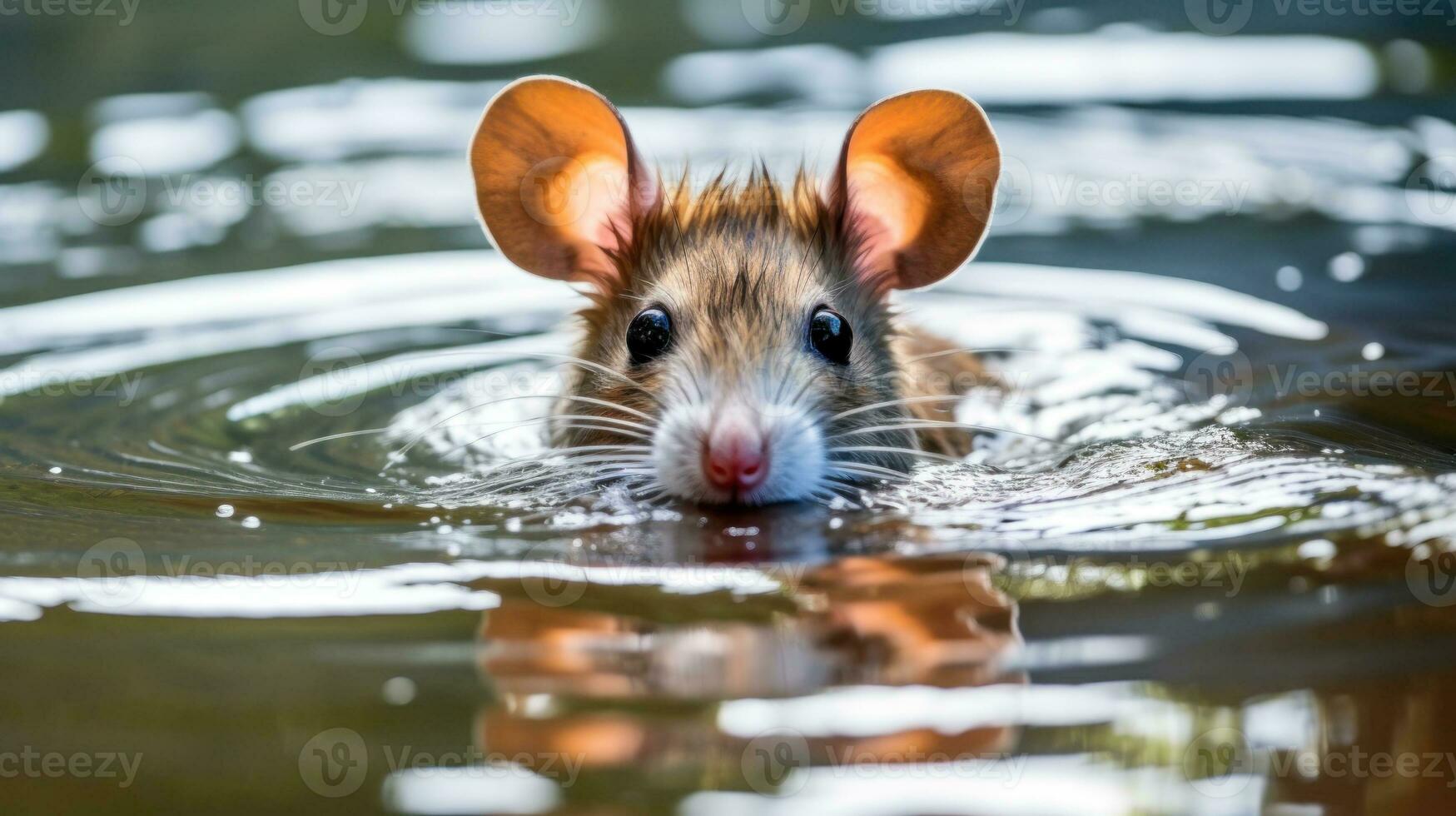 mouse in a puddle flood generative ai photo