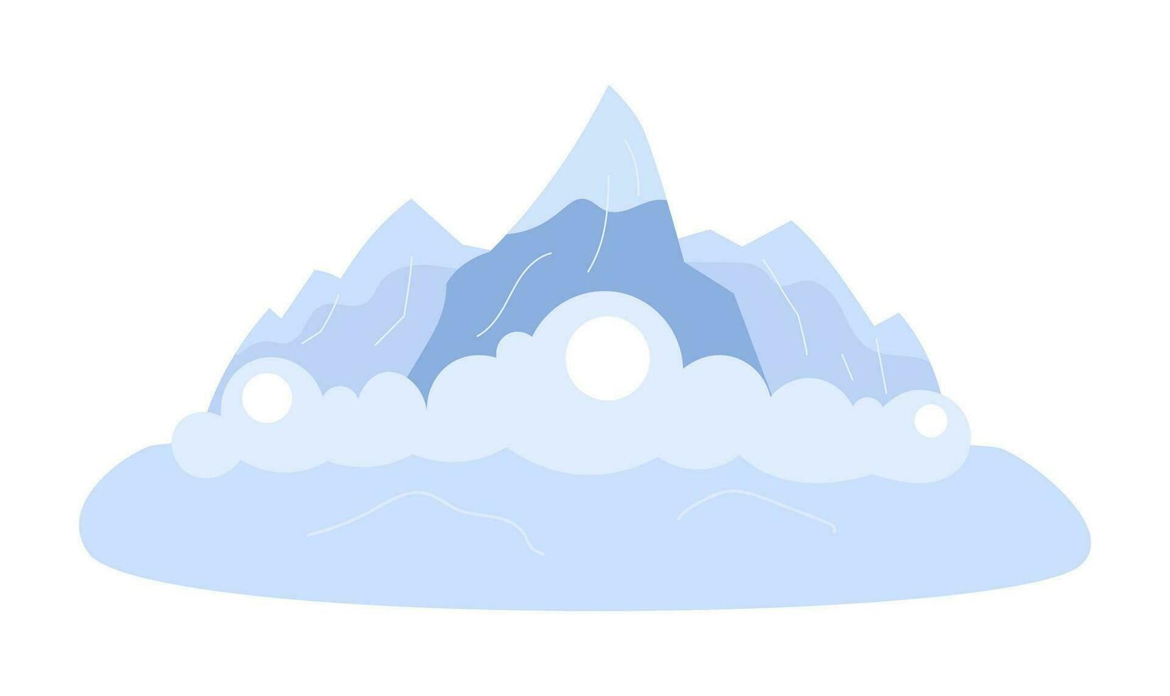 Avalanche occurrence semi flat colour vector object. Natural disaster. Snowfall from mountain. Editable cartoon clip art icon on white background. Simple spot illustration for web graphic design