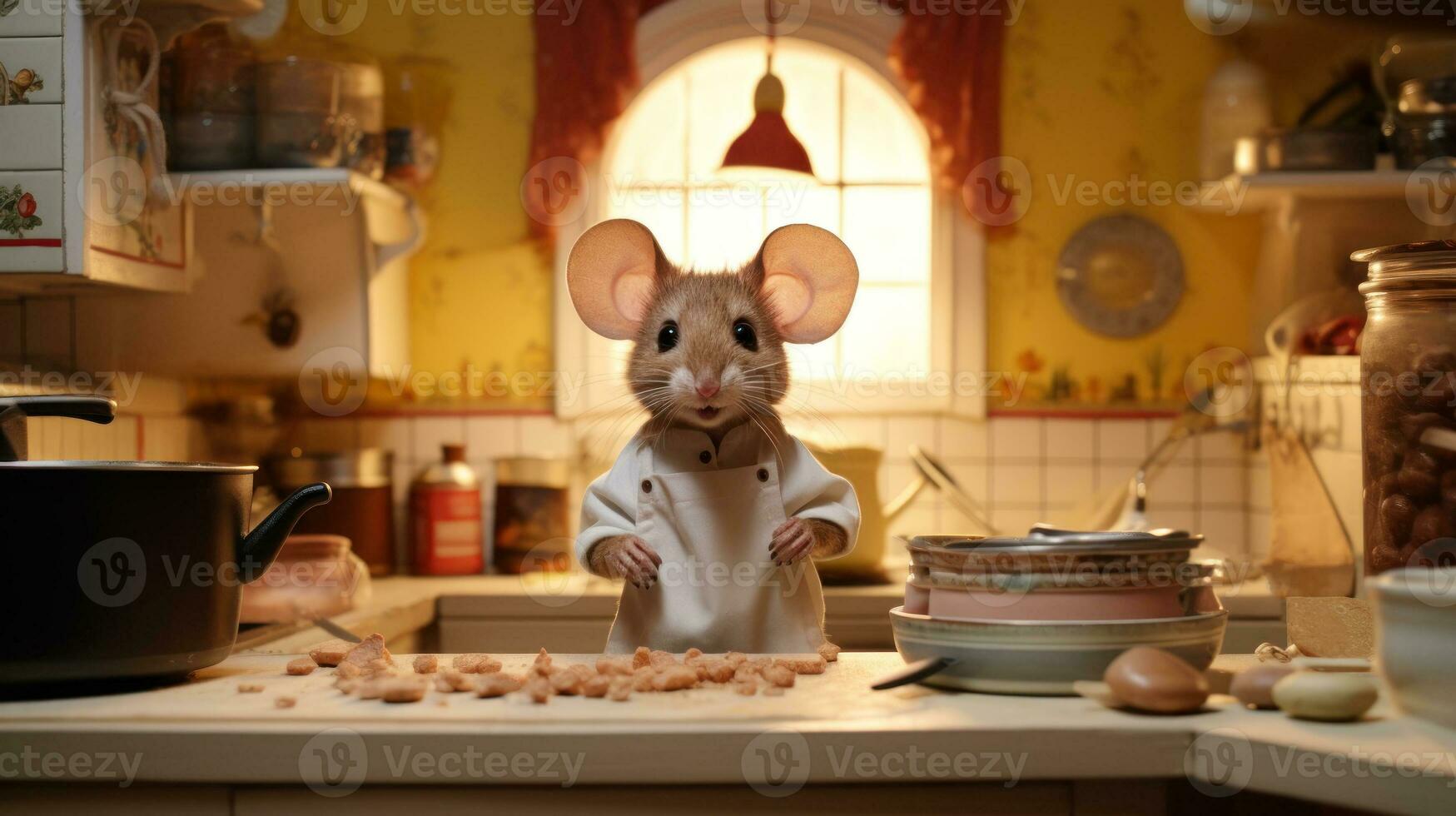 mouse chef in the kitchen generative ai photo