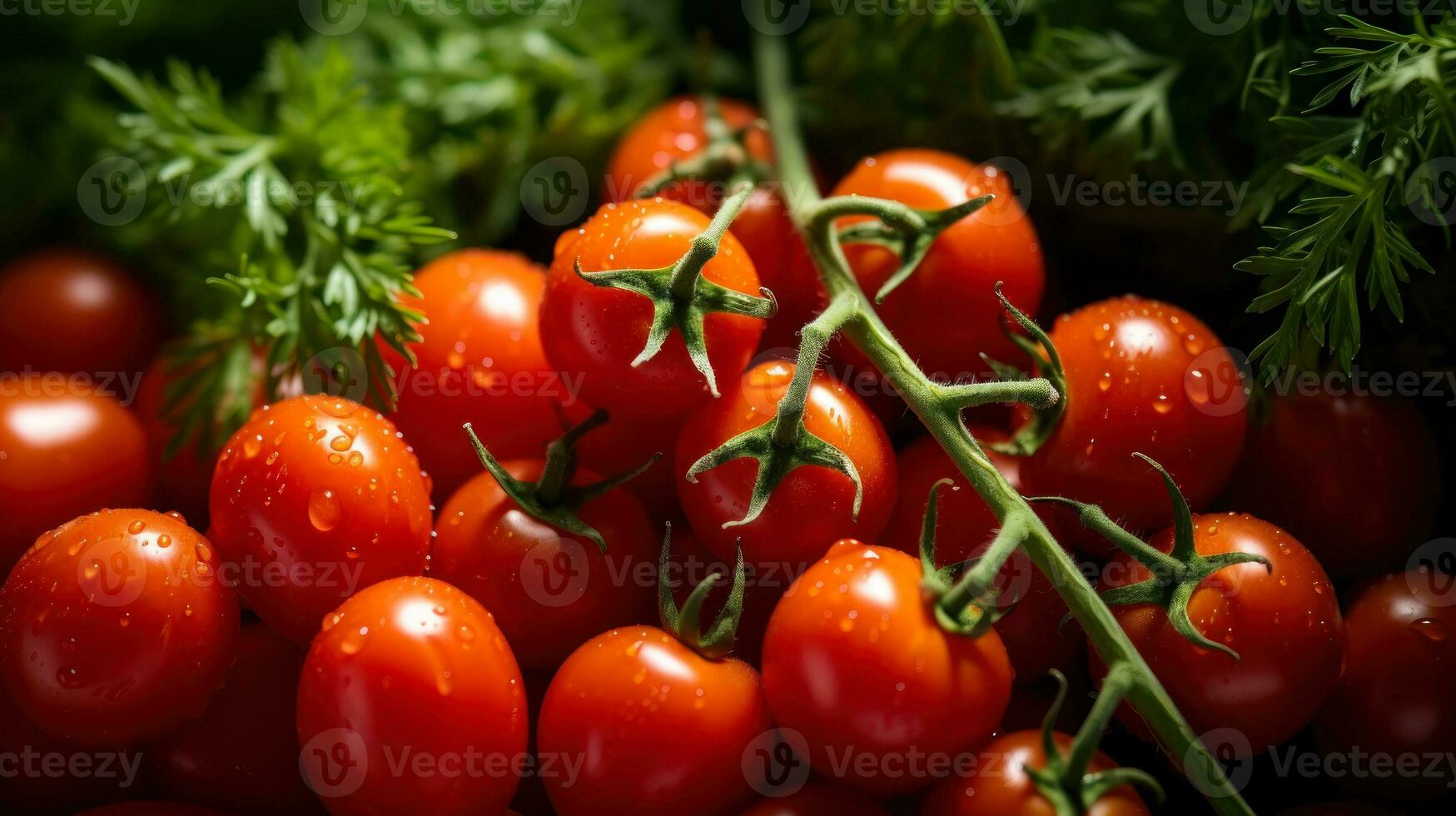 pequeño rojo Cereza Tomates generativo ai foto