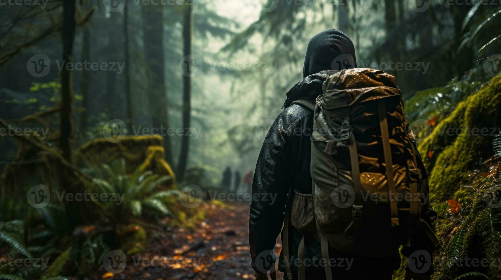 jungle exploration hiking generative ai photo