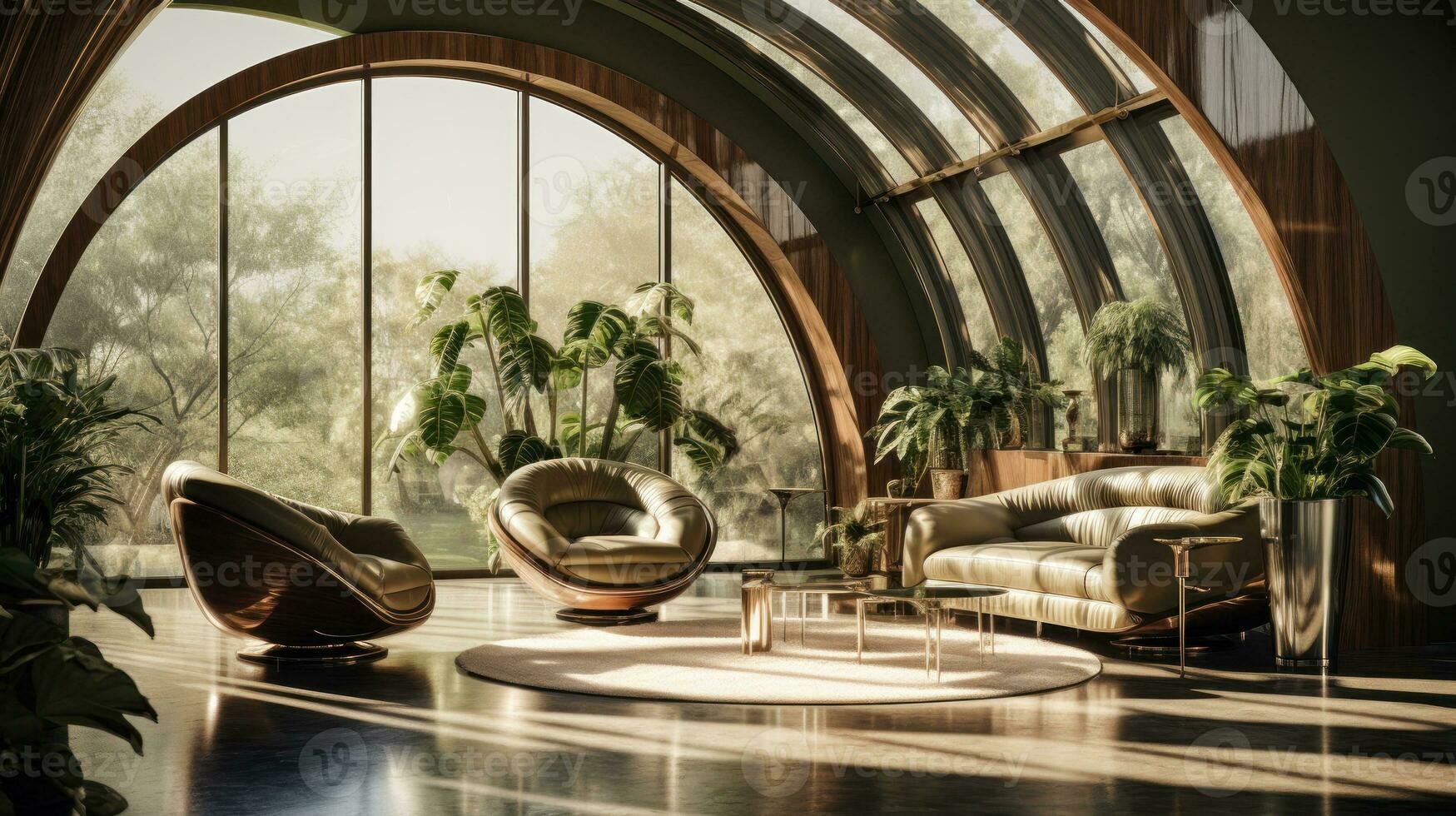 beige futuristic eco resting room generative ai photo