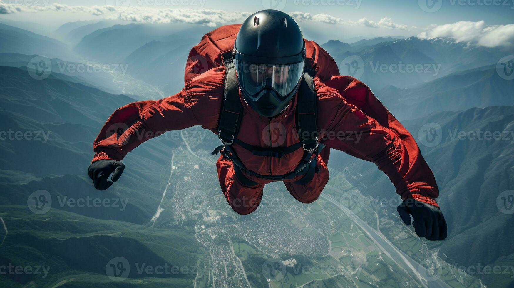skydiver in sky jumped at height generative ai photo
