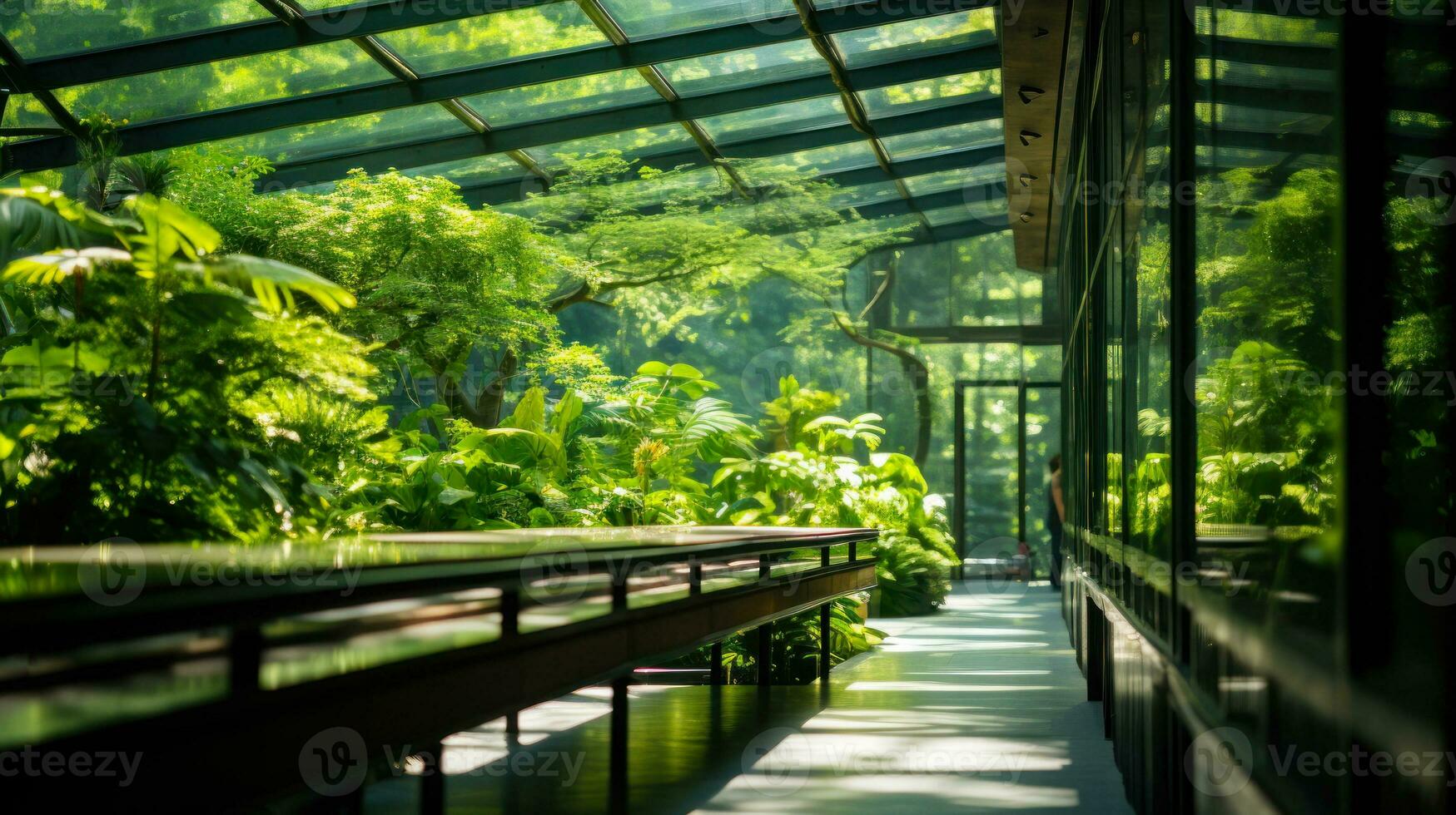 green garden plants in covered greenhouse generative ai photo