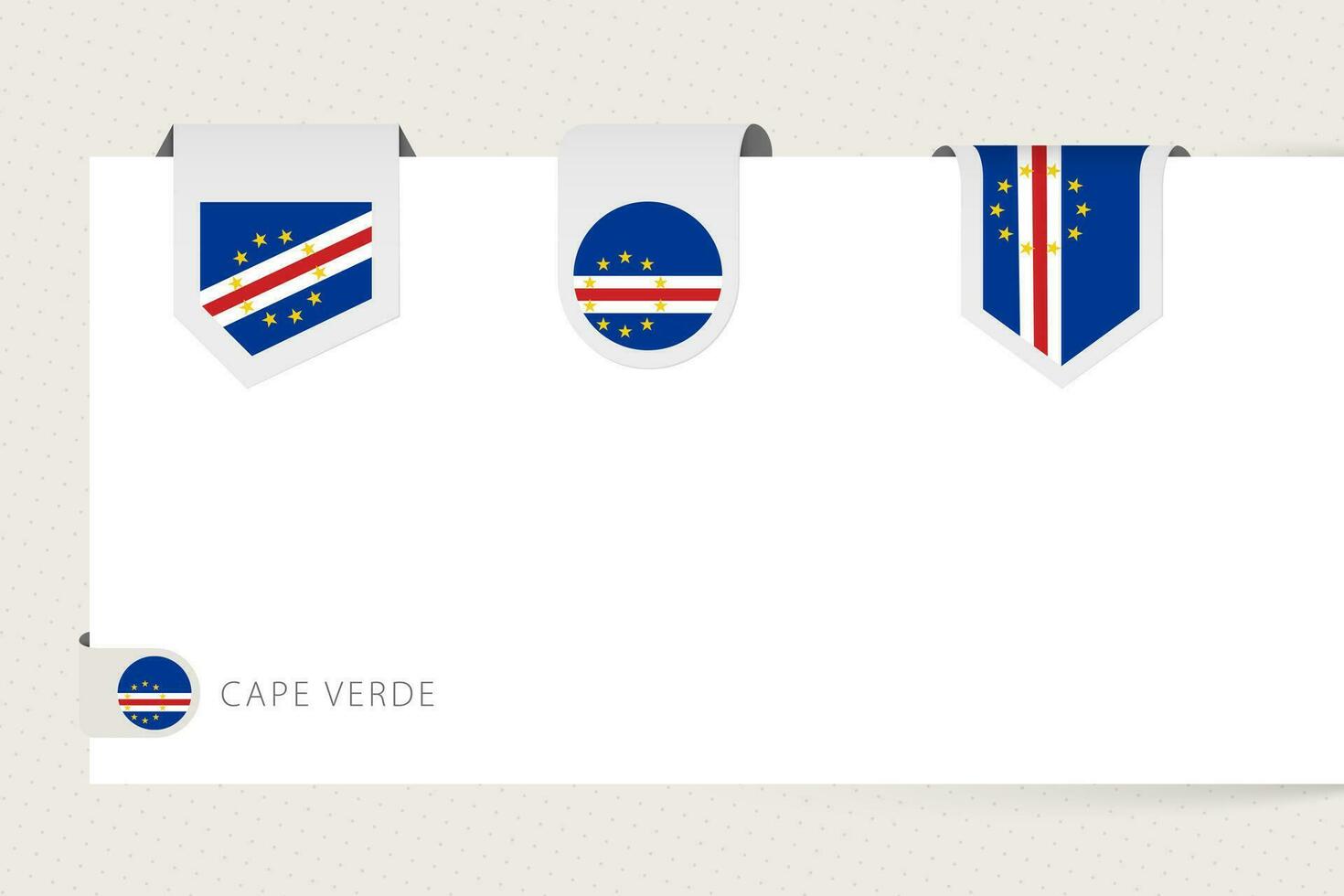 Label flag collection of Cape Verde in different shape. Ribbon flag template of Cape Verde vector