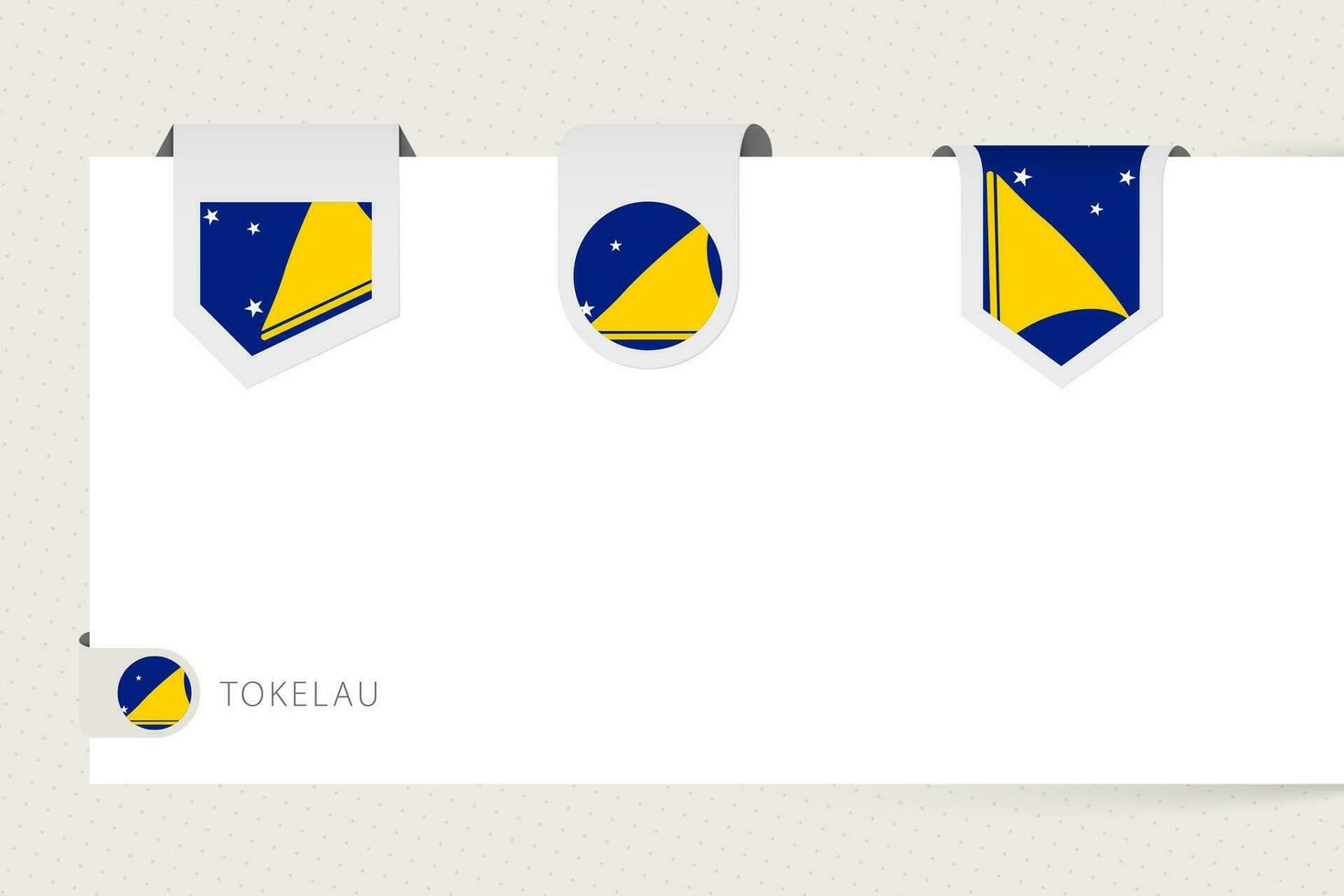 Label flag collection of Tokelau in different shape. Ribbon flag template of Tokelau vector