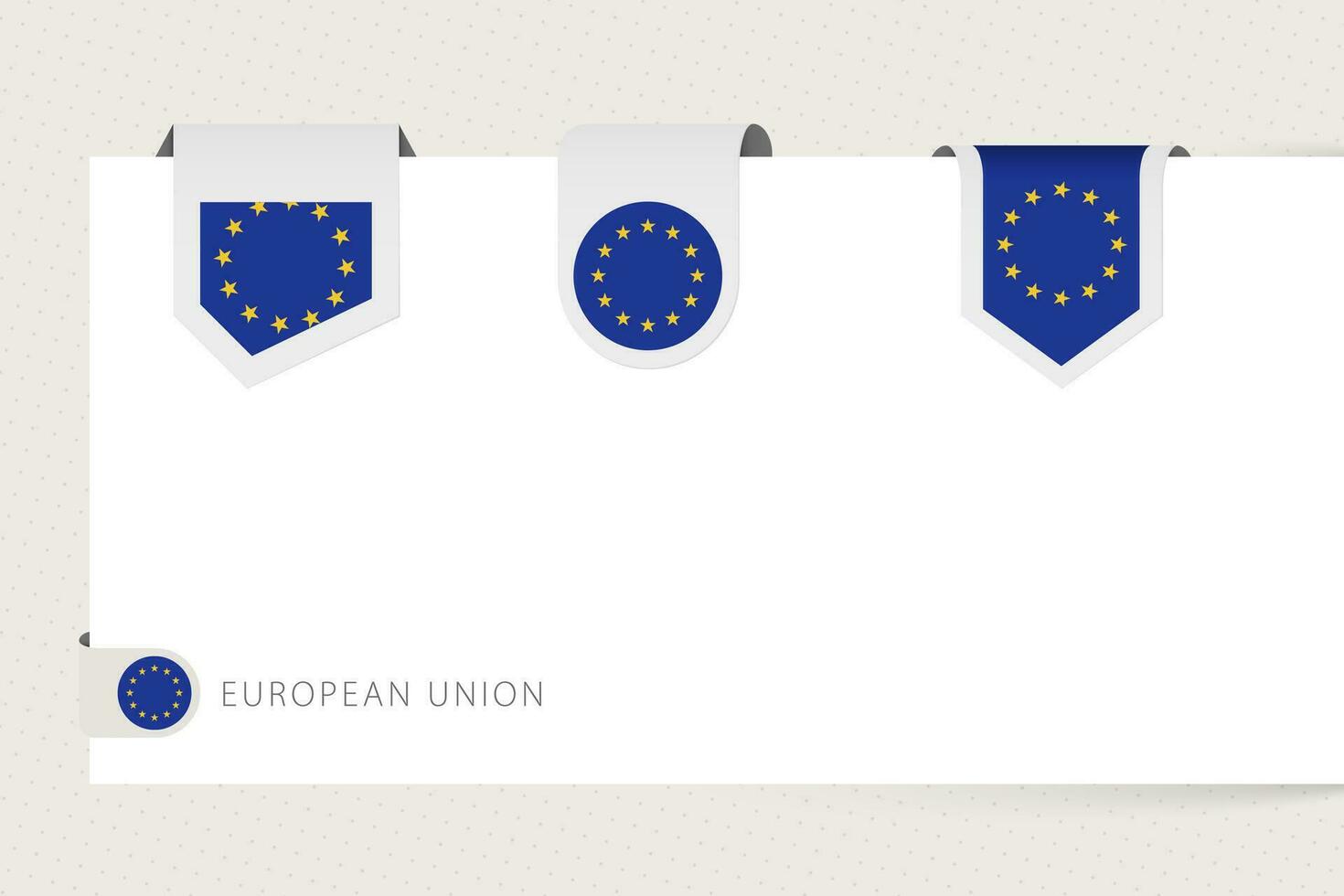 etiqueta bandera colección de europeo Unión en diferente forma. cinta bandera modelo de UE vector