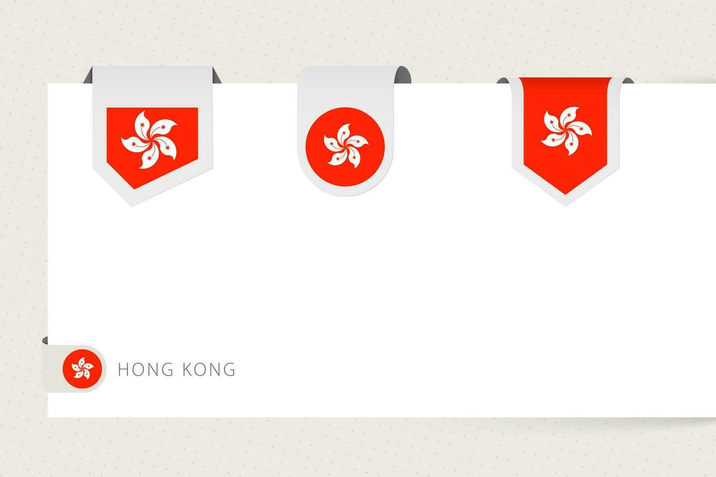 Label flag collection of Hong Kong in different shape. Ribbon flag template of Hong Kong vector