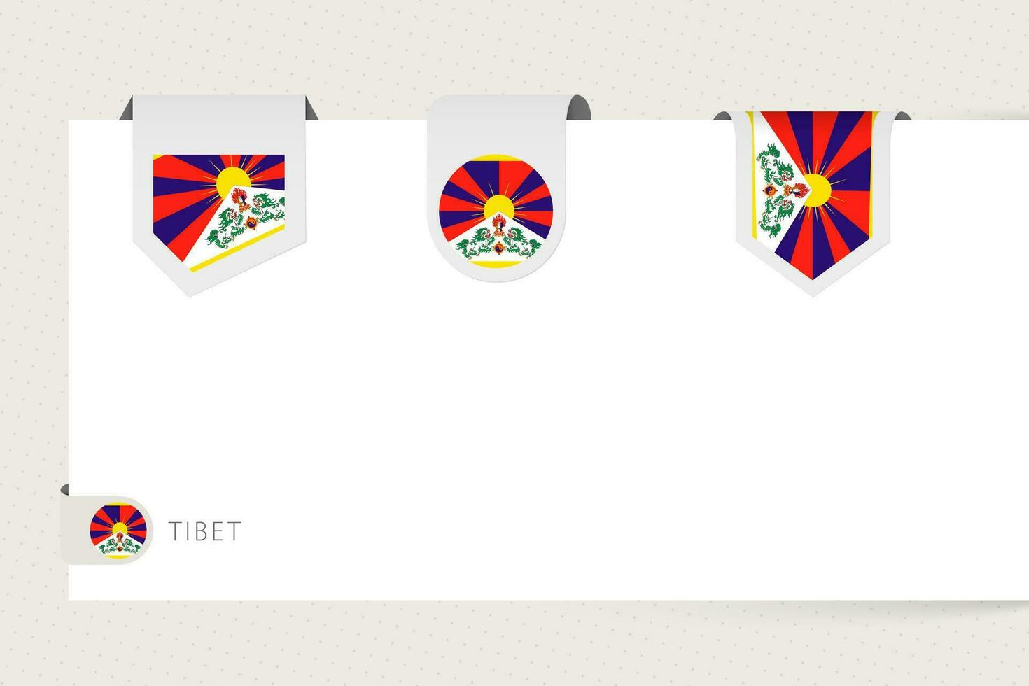 Label flag collection of Tibet in different shape. Ribbon flag template of Tibet vector