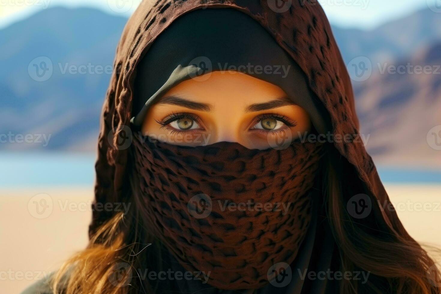 Muslim woman wearing niqab and hijab generative ai photo