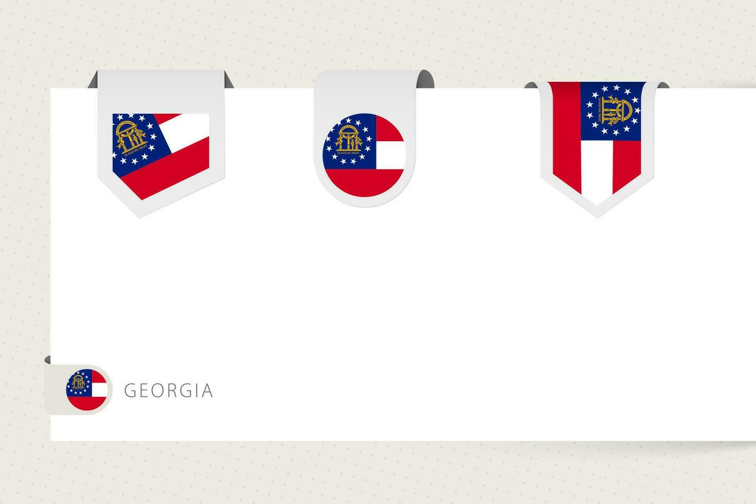 Label flag collection of US state Georgia in different shape. Ribbon flag template of Georgia vector