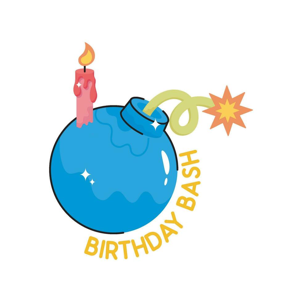 Birthday blast doodle vector colorful Sticker. EPS 10 file