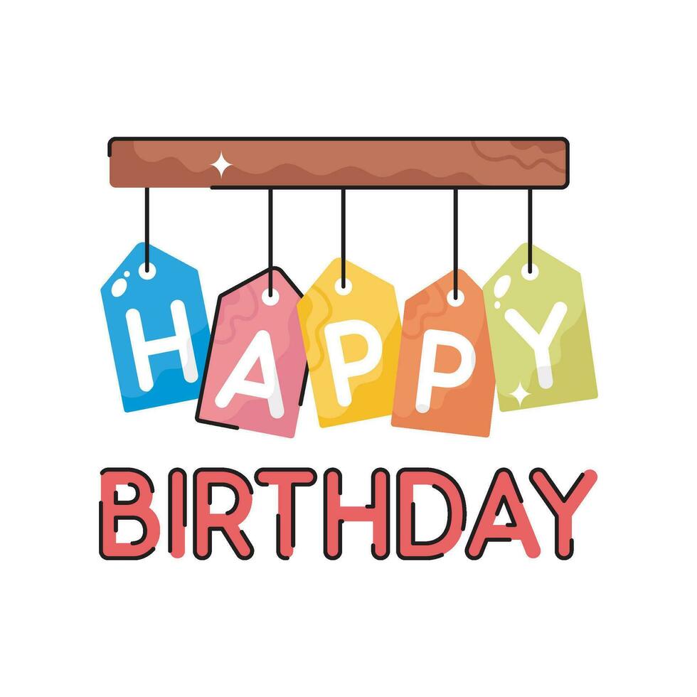 Happy birthday doodle vector colorful Sticker. EPS 10 file