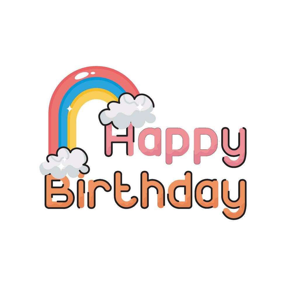 Happy birthday doodle vector colorful Sticker. EPS 10 file