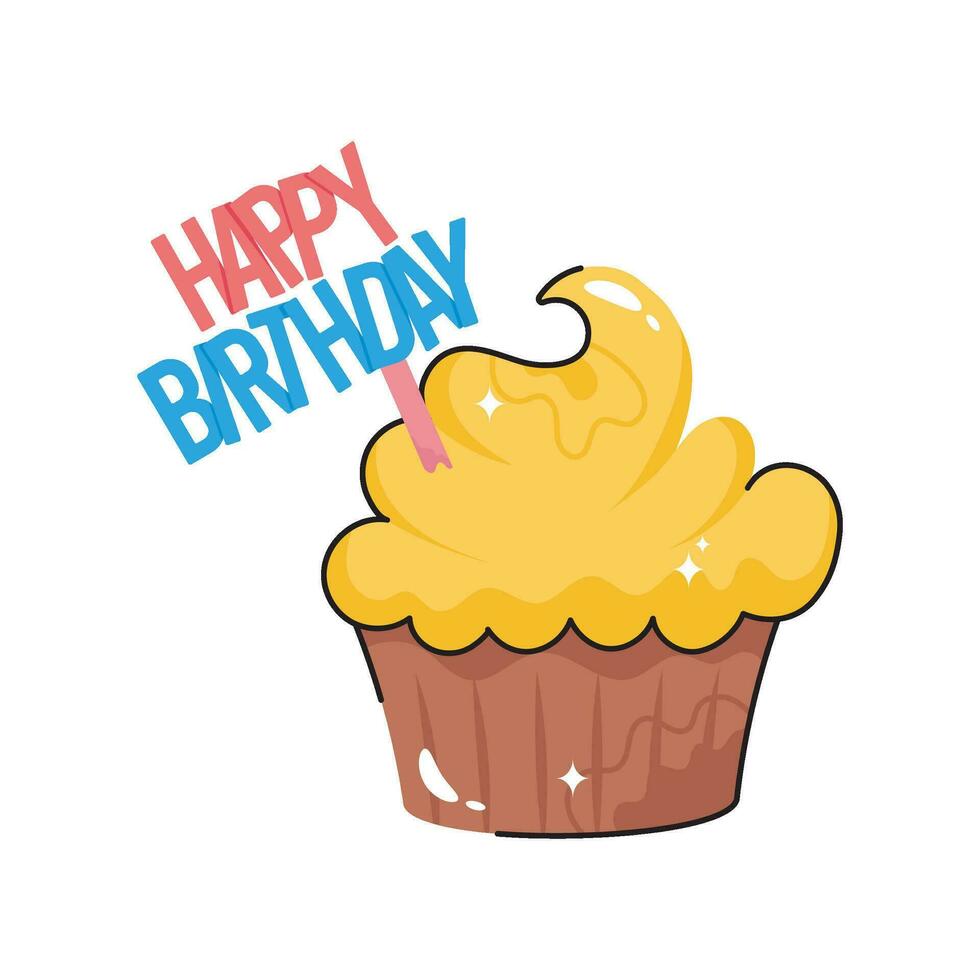 Cupcake doodle vector colorful Sticker. EPS 10 file