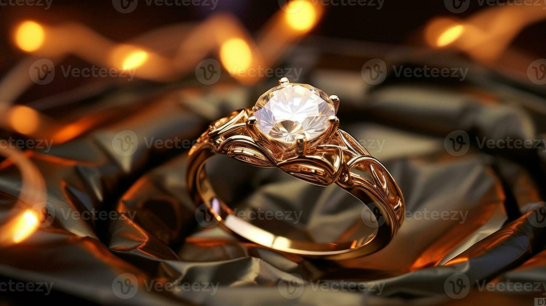 dorado diamante piedra preciosa anillo generativo ai foto
