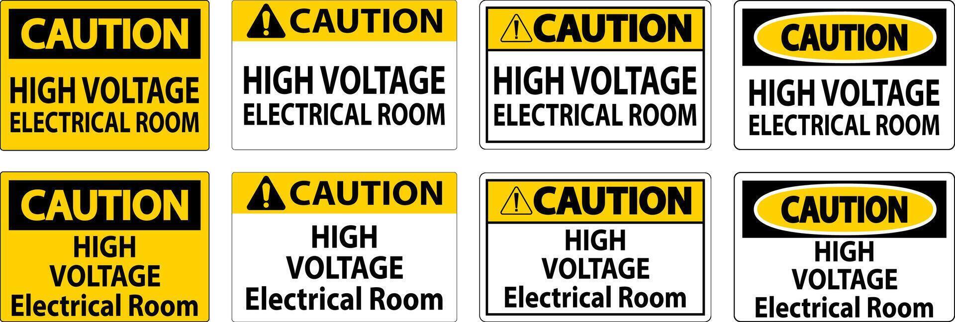 Caution Sign High Voltage - Electrical Room vector