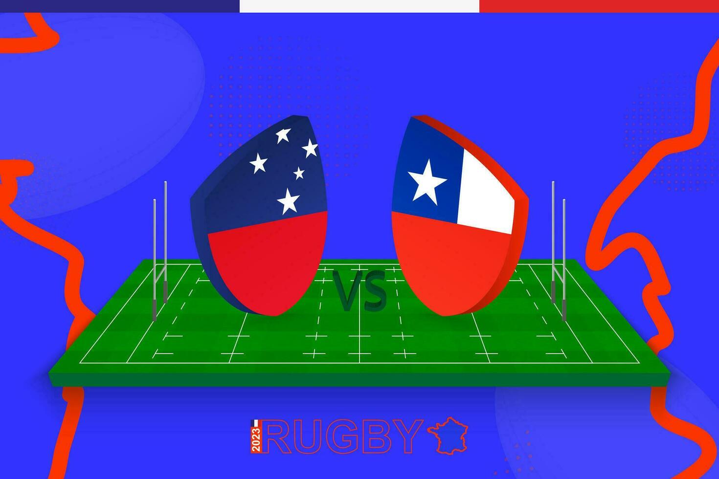 Rugby team Samoa vs Chile on rugby field. Rugby stadium on abstract background for international championship. vector