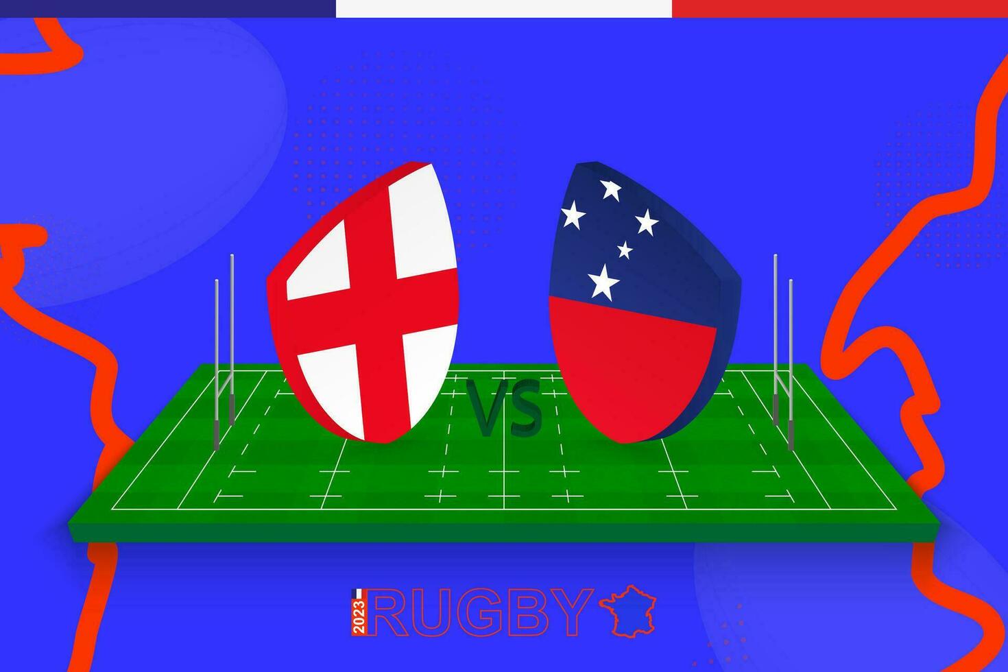 Rugby team England vs Samoa on rugby field. Rugby stadium on abstract background for international championship. vector