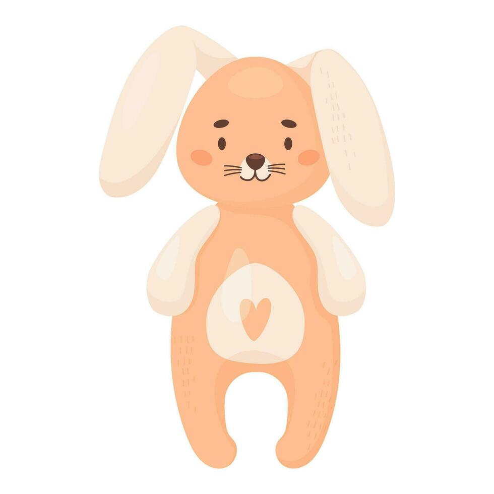 Children toy. Cute plush bunny.  Vector illustration in cartoon style. kids collection.