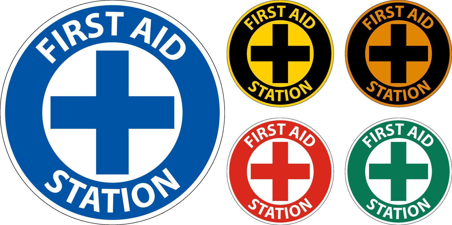 Floor Sign, First Aid Station vector