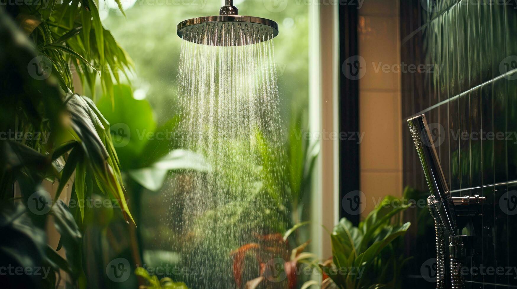 lluvia ducha Fresco verano agua generativo ai foto