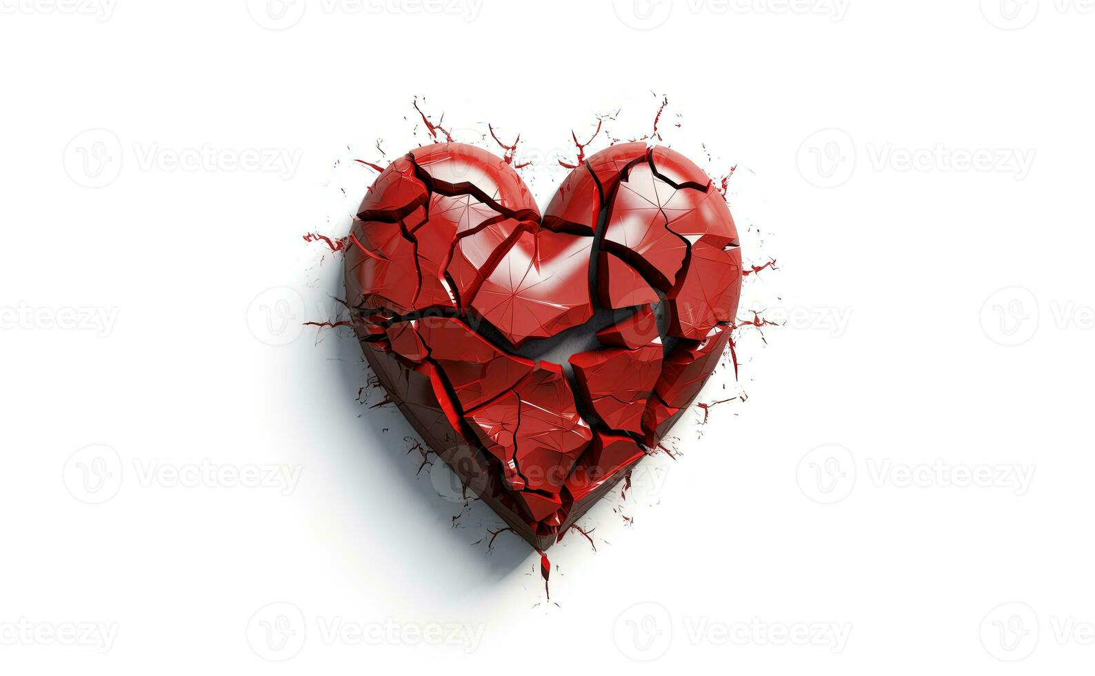 Broken heart on white background close-up. photo