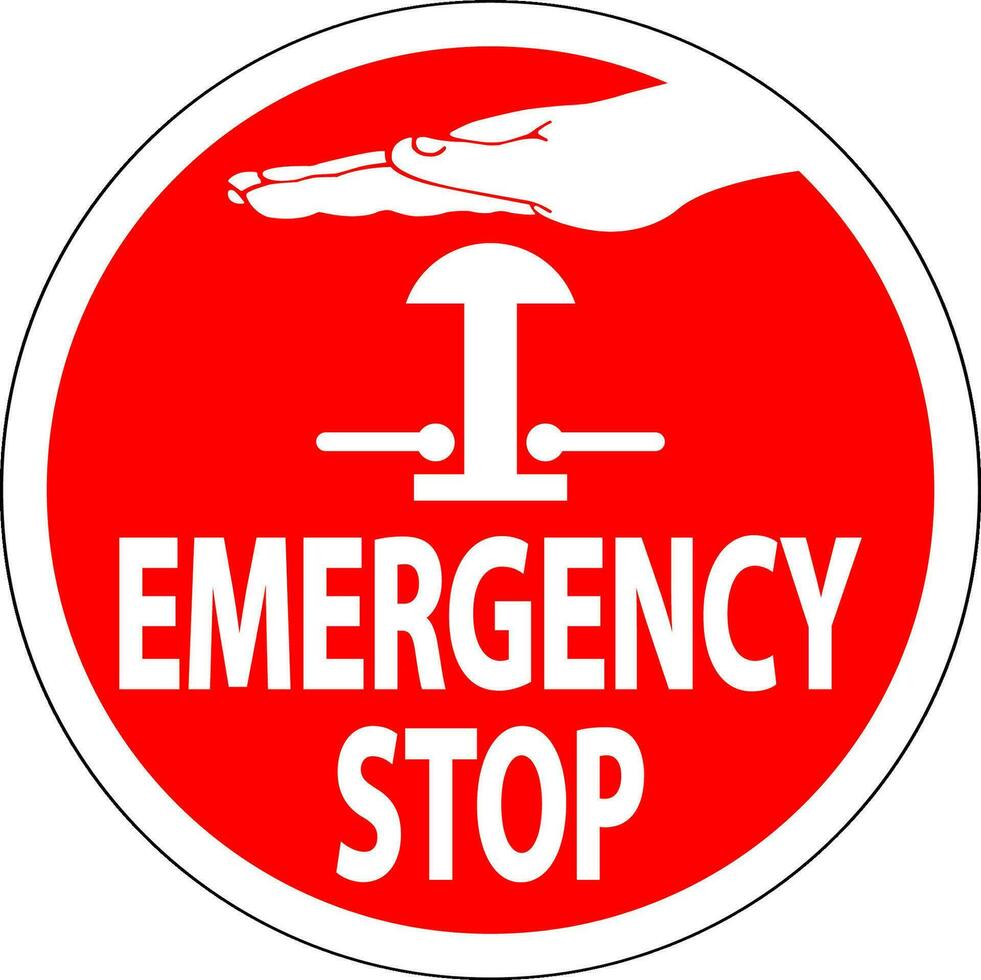 Emergency Label Emergency Stop vector