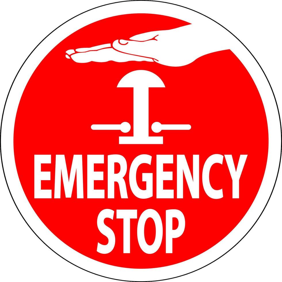 Emergency Label Emergency Stop vector