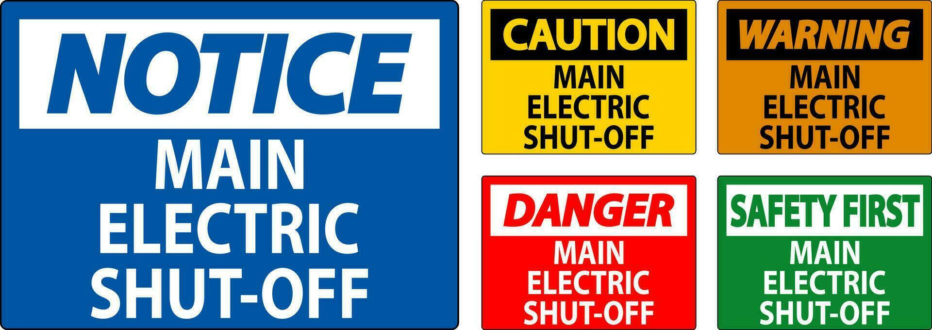 Caution Sign Main Electric Shut-Off vector