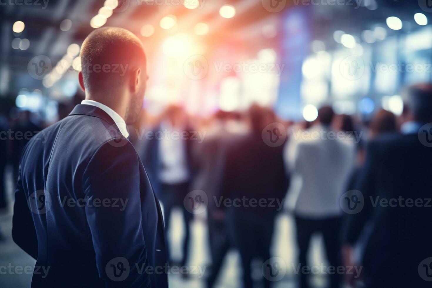 Blurred background of corporate event and conference, business, blurry. ai generative photo