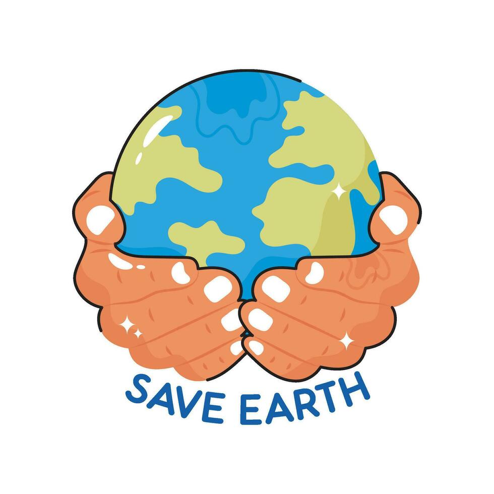 Save earth doodle vector colorful  Sticker. EPS 10 file