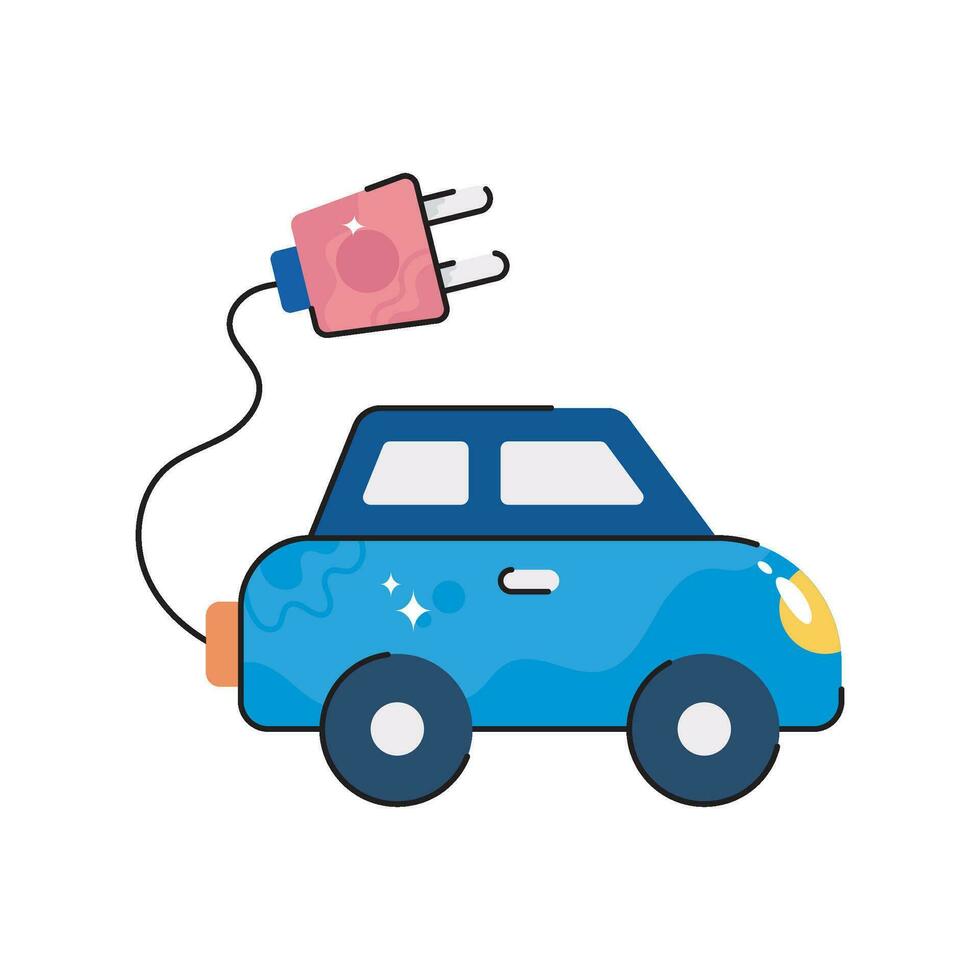 Electric car doodle vector colorful  Sticker. EPS 10 file