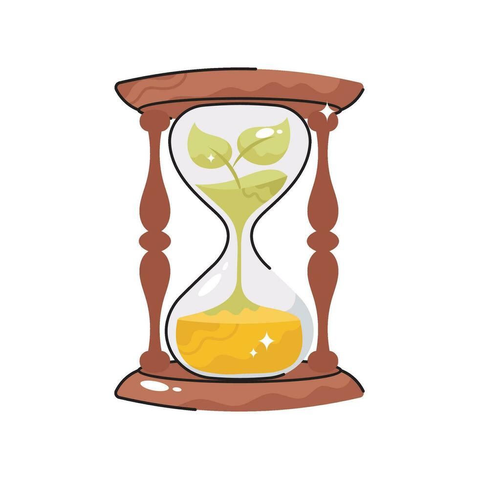 Eco time hourglass doodle vector colorful  Sticker. EPS 10 file