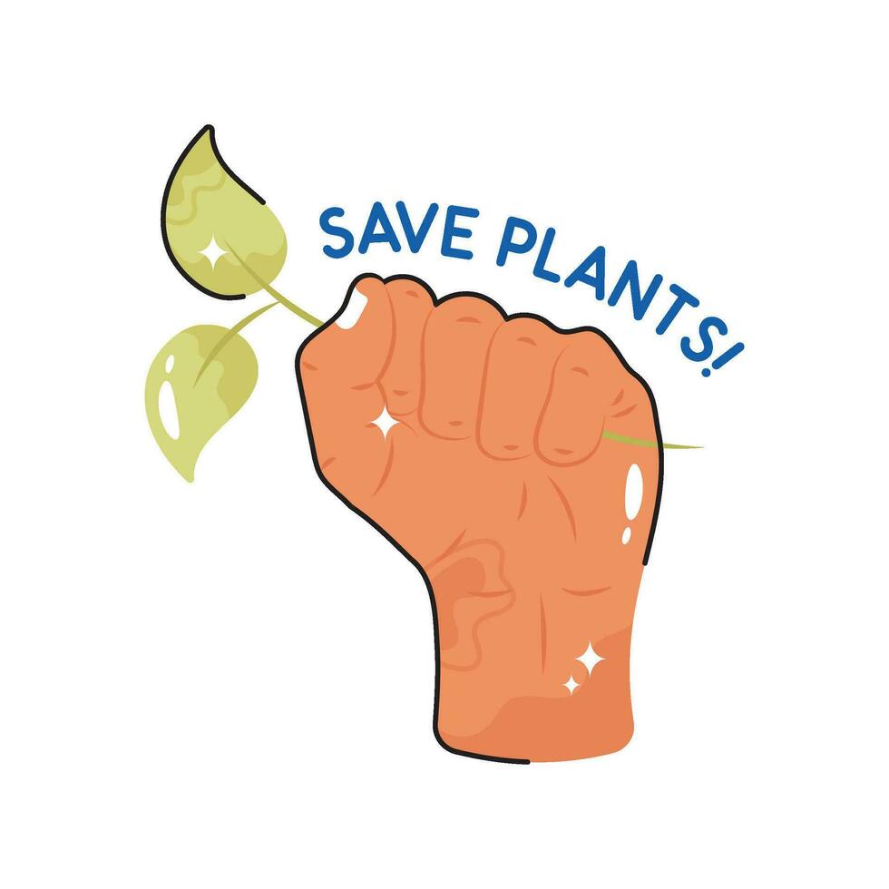 Save plants doodle vector colorful  Sticker. EPS 10 file